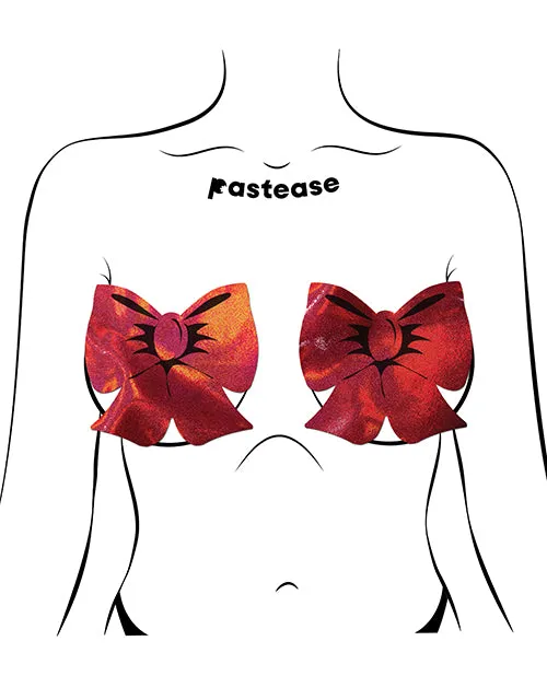 Pastease Vibrators Pastease Coverage Holographic Bow Red OS
