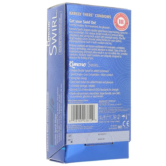 Kimono Female Sex Toys Kimono Swirl Double Spiral Shape Condoms in 12 Pack