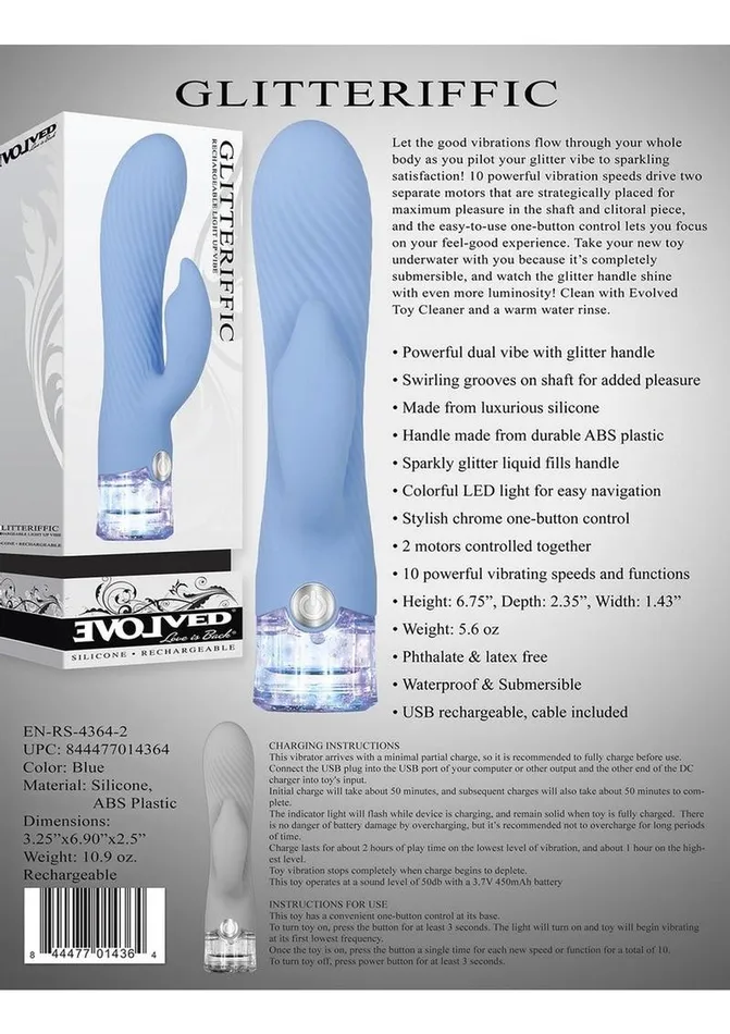 Glitteriffic Rechargeable Silicone LightUp Vibrator Evolved Female Sex Toys