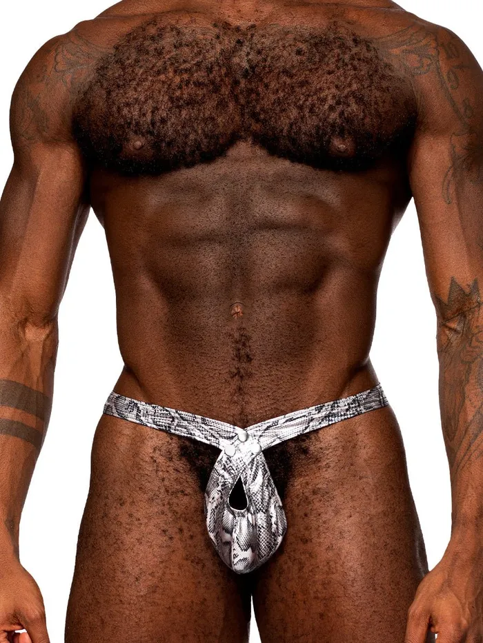 Male Power Anal Snaked Criss Cross Thong Smallmedium Silverblack Male Power Anal Snaked Criss Cross Thong Smallmedium Silverblack