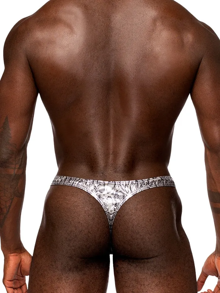Male Power Anal Snaked Criss Cross Thong Smallmedium Silverblack Male Power Anal Snaked Criss Cross Thong Smallmedium Silverblack