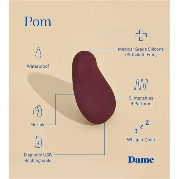 Dame Pom Flexible Vibrator Plum MATING COMPONENTS LLC Female Sex Toys