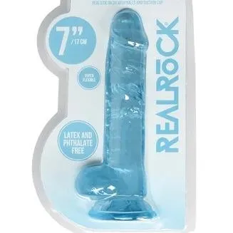 Metro Dildos RealRock Crystal Clear Dildo 7 Blue and Green