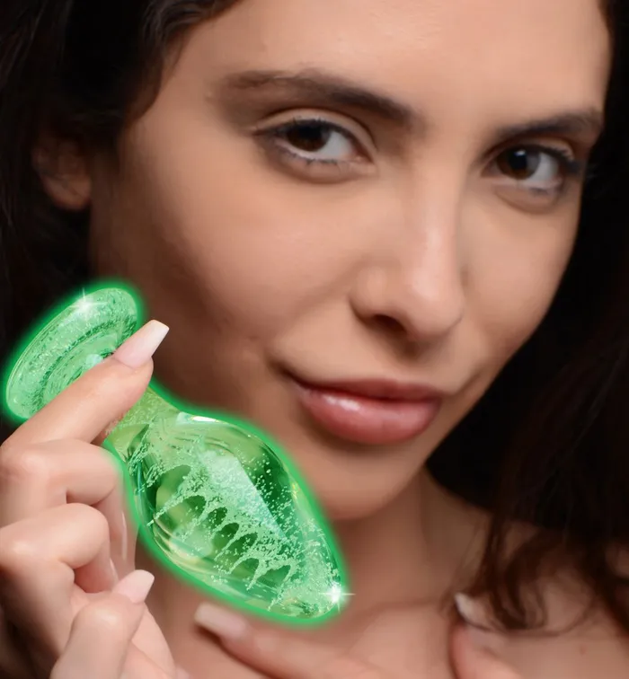 Anal Booty Sparks GlowInTheDark Glass Anal Plug