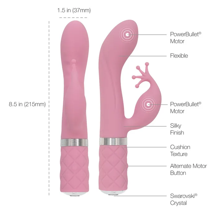 BMS Female Sex Toys Pillow Talk Kinky Luxurious Dual Massager Rabbit Vibrator