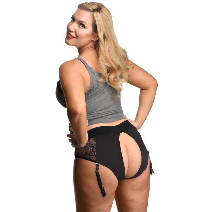 Laced Seductress Crotchless Panty Harness with Garter Straps Strap U Female Sex Toys
