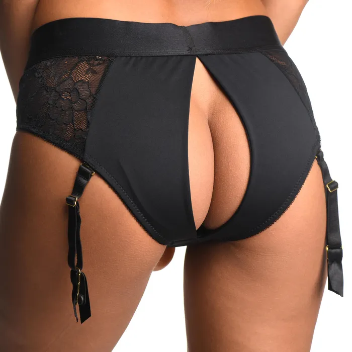 Laced Seductress Crotchless Panty Harness with Garter Straps Strap U Female Sex Toys