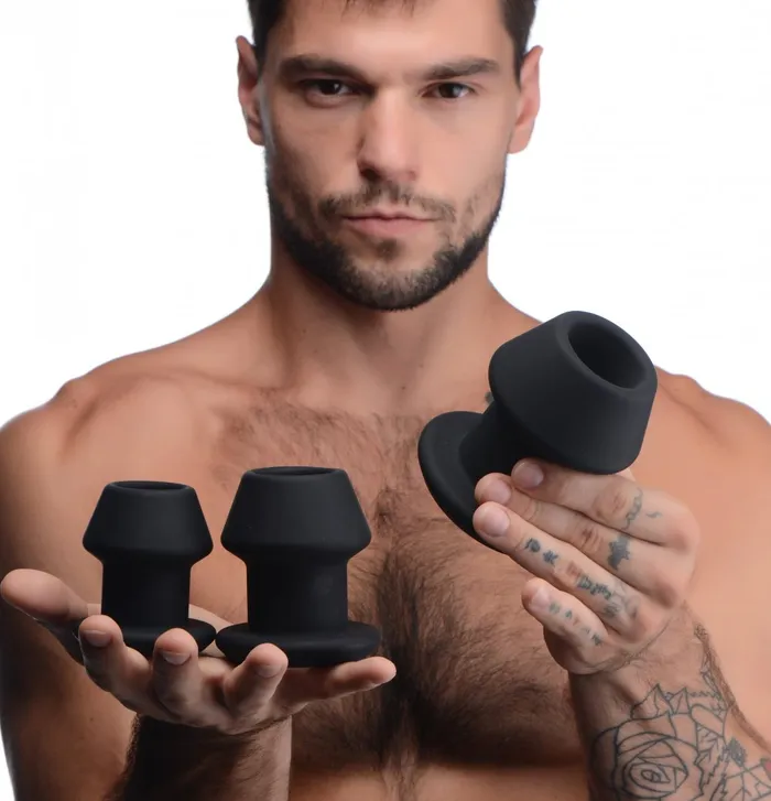 Master Series Male Sex Toys GapeGrommets 3 Piece Hollow Silicone Anal Dilator Set