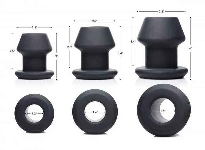 Master Series Male Sex Toys GapeGrommets 3 Piece Hollow Silicone Anal Dilator Set