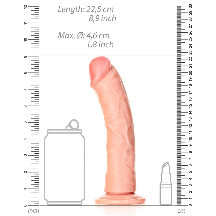 Shots Media Female Sex Toys RealRock 8 Curved Realistic Dildo With Suction Cup