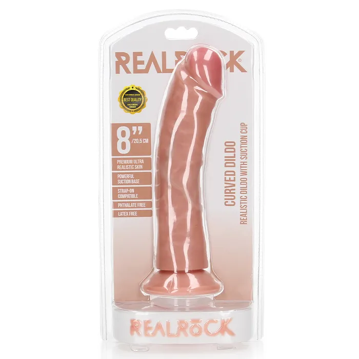 Shots Media Female Sex Toys RealRock 8 Curved Realistic Dildo With Suction Cup